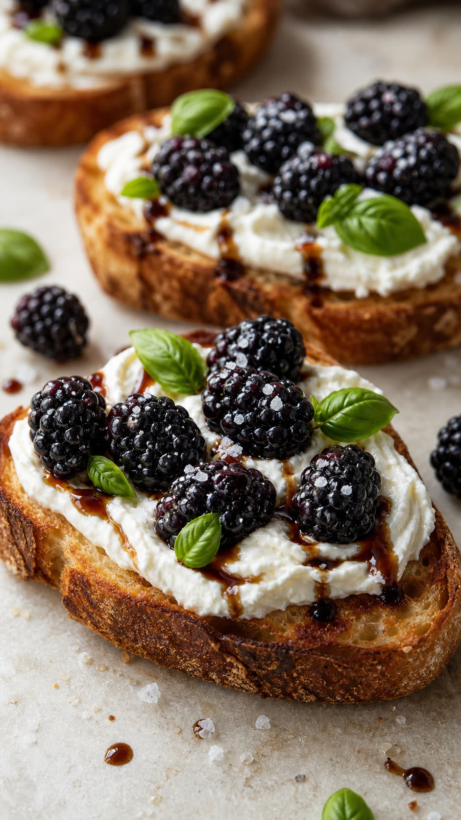 Blackberry Balsamic Goat Cheese Toasts