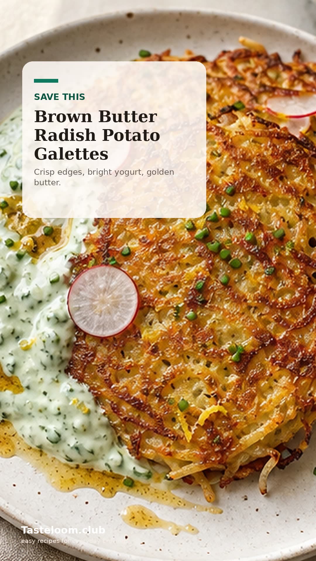 Brown Butter Radish Potato Galettes with Sorrel Yogurt