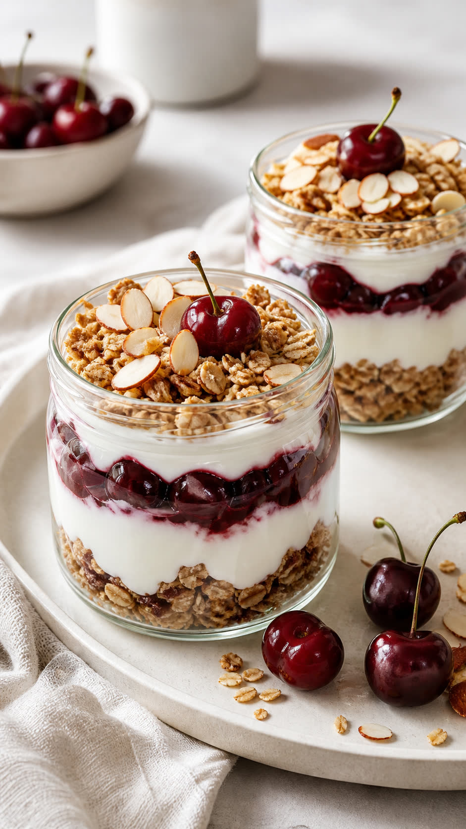 Cherry Almond Yogurt Crumble Jars
