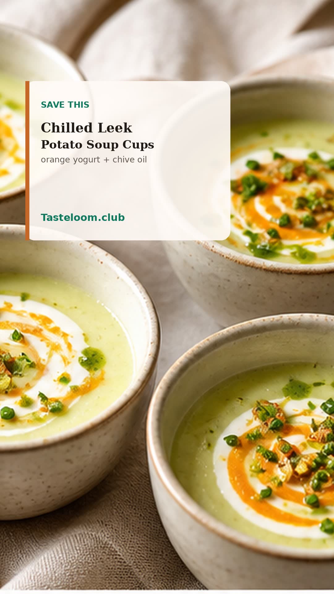 Chilled Leek Potato Soup Cups with Orange Yogurt