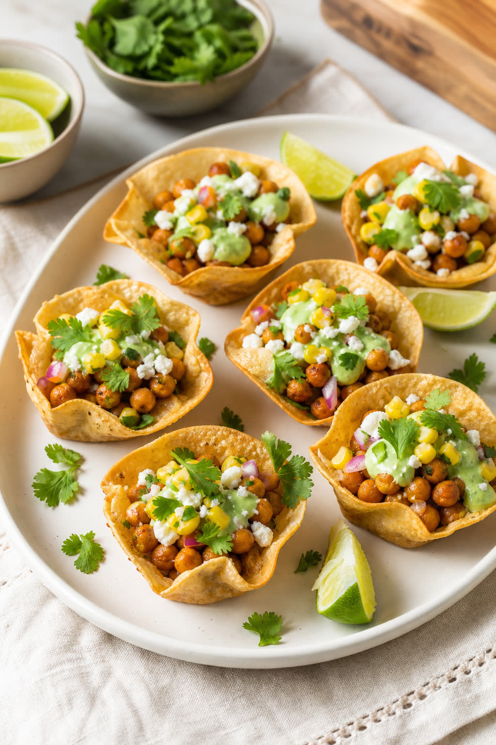 Crispy Chili Lime Chickpea Taco Cups