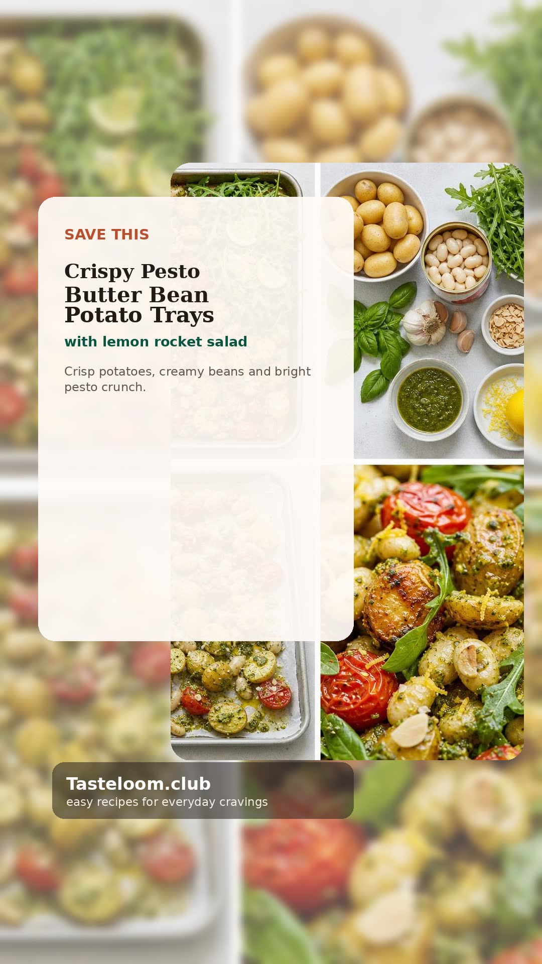 Crispy Pesto Butter Bean Potato Trays with Lemon Rocket Salad