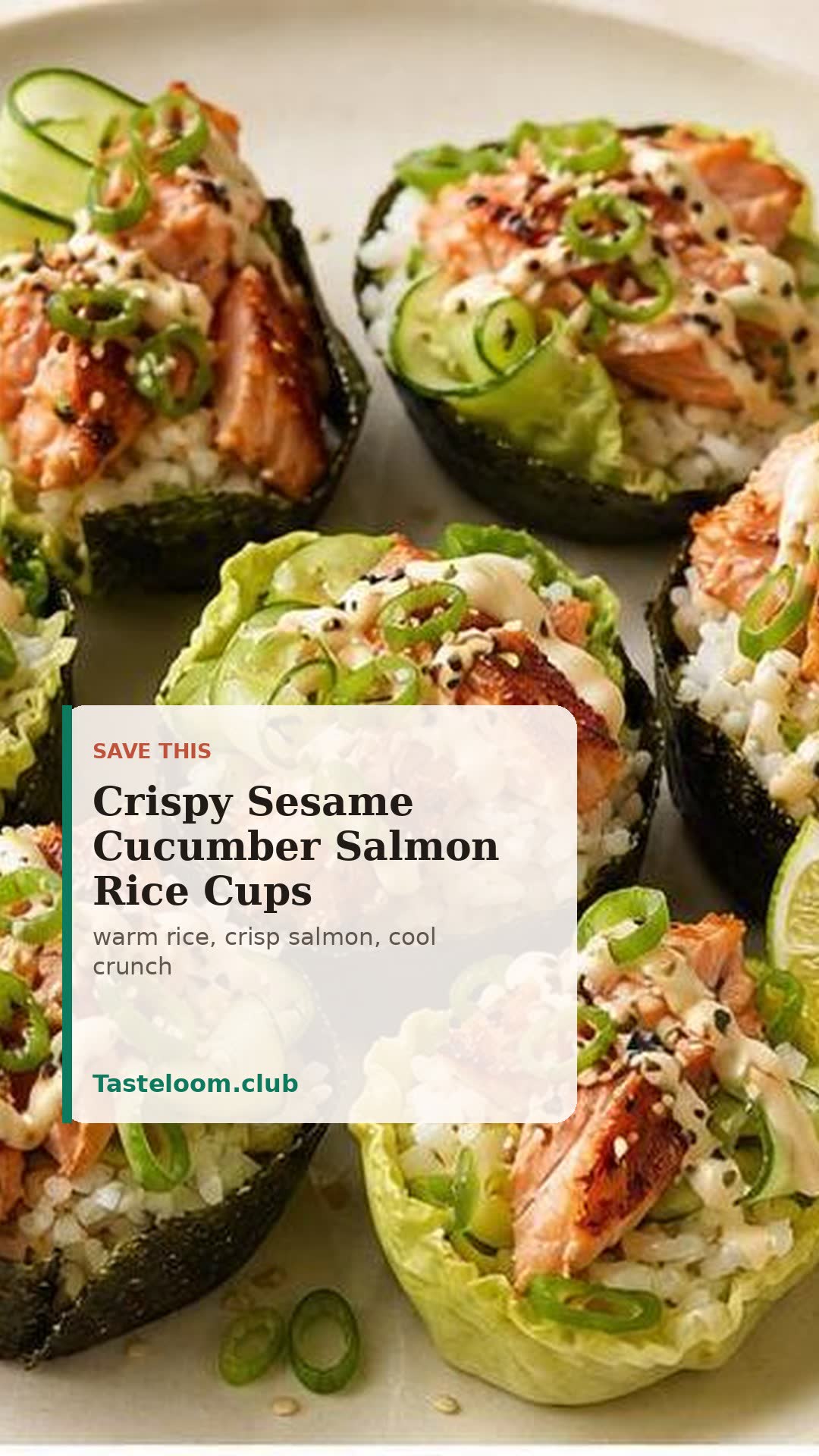 Crispy Sesame Cucumber Salmon Rice Cups