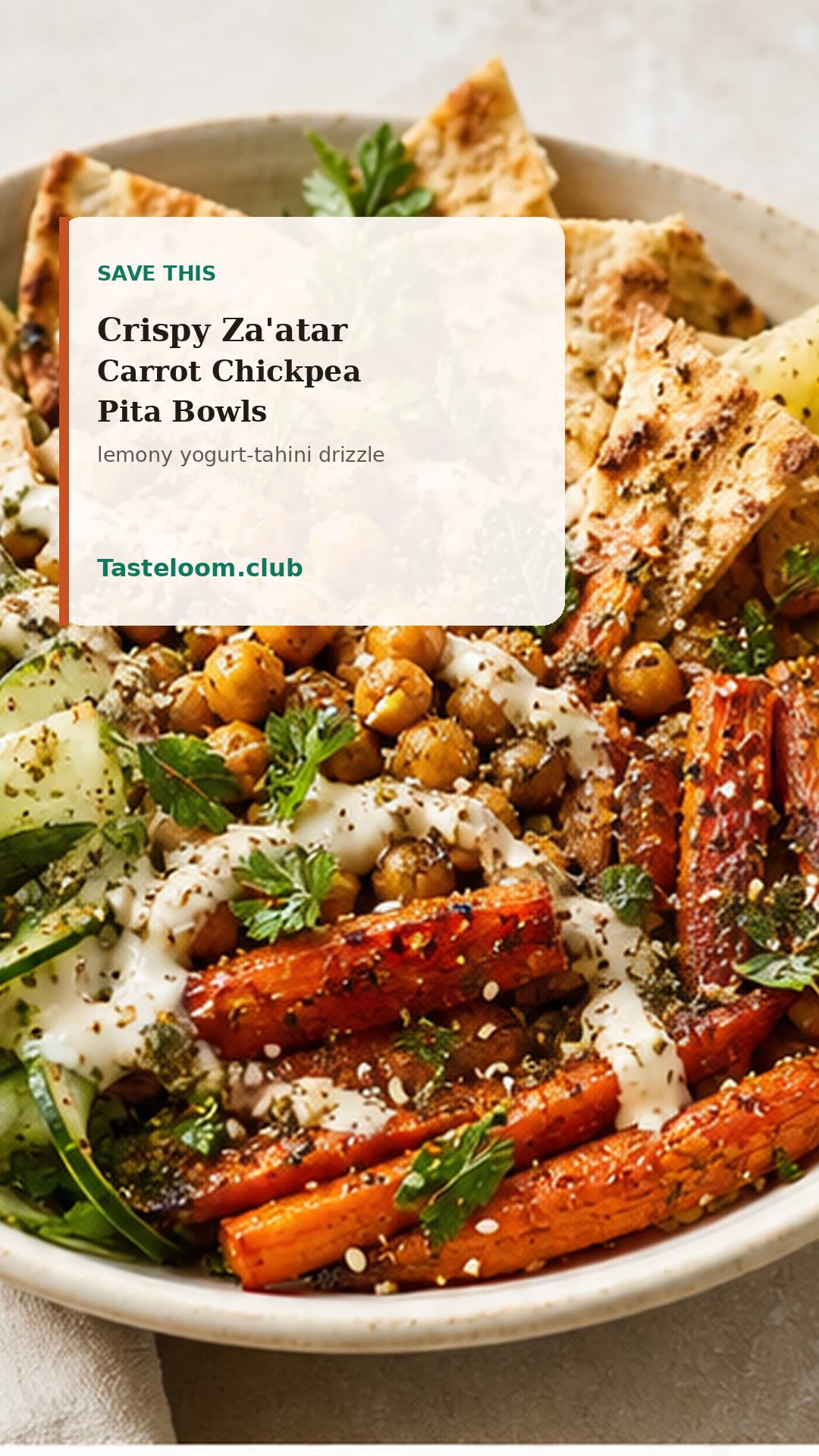 Crispy Za'atar Carrot Chickpea Pita Bowls