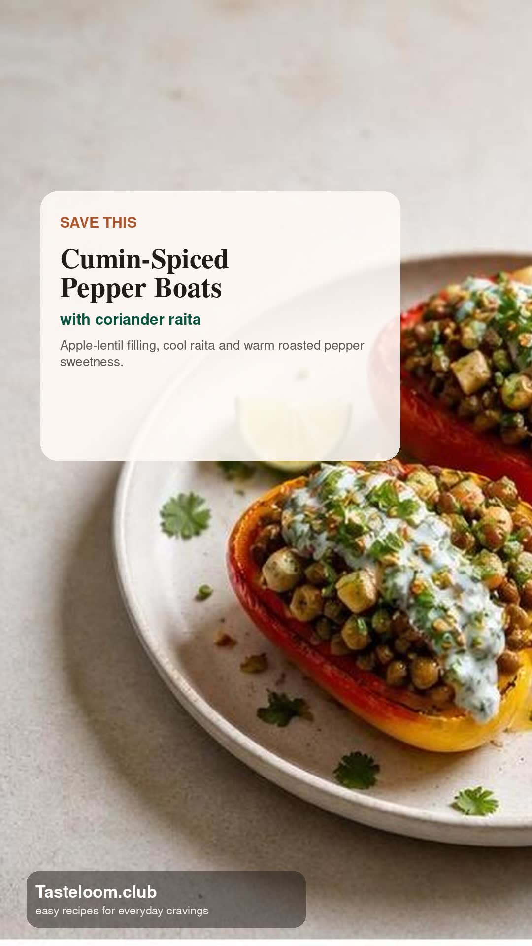 Cumin-Spiced Pepper Boats with Apple-Lentil Filling
