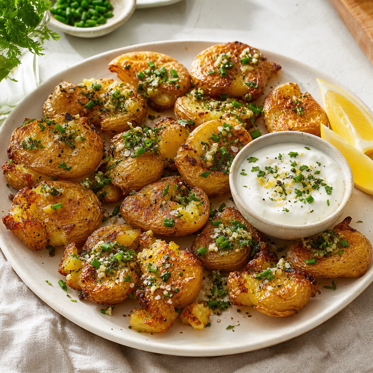 Garlic Herb Potato Smashers