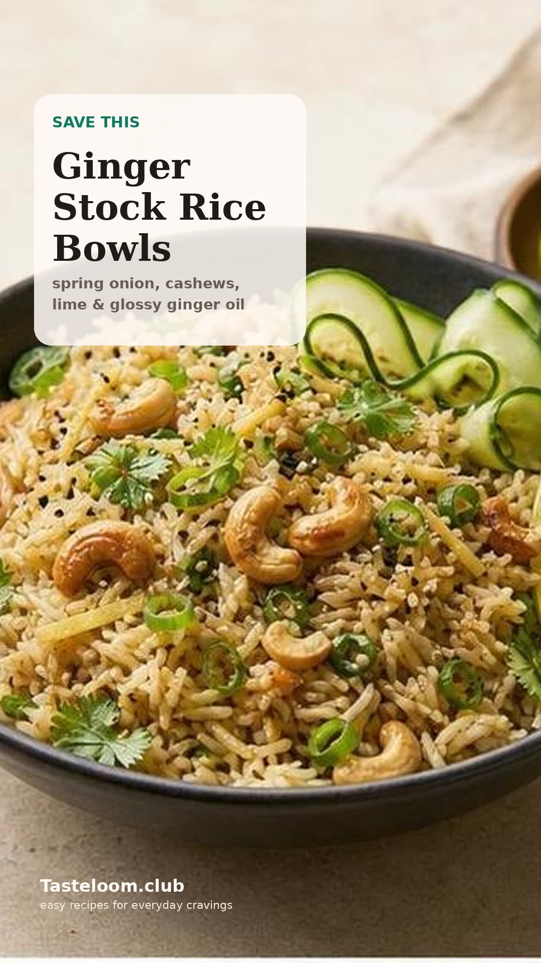 Ginger Stock Rice Bowls with Spring Onion & Cashews