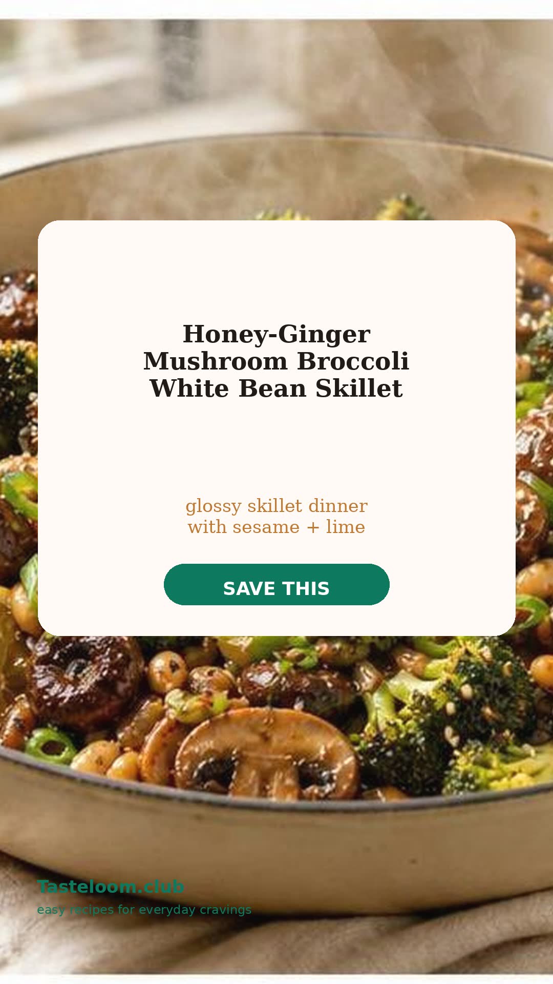 Honey-Ginger Mushroom Broccoli White Bean Skillet