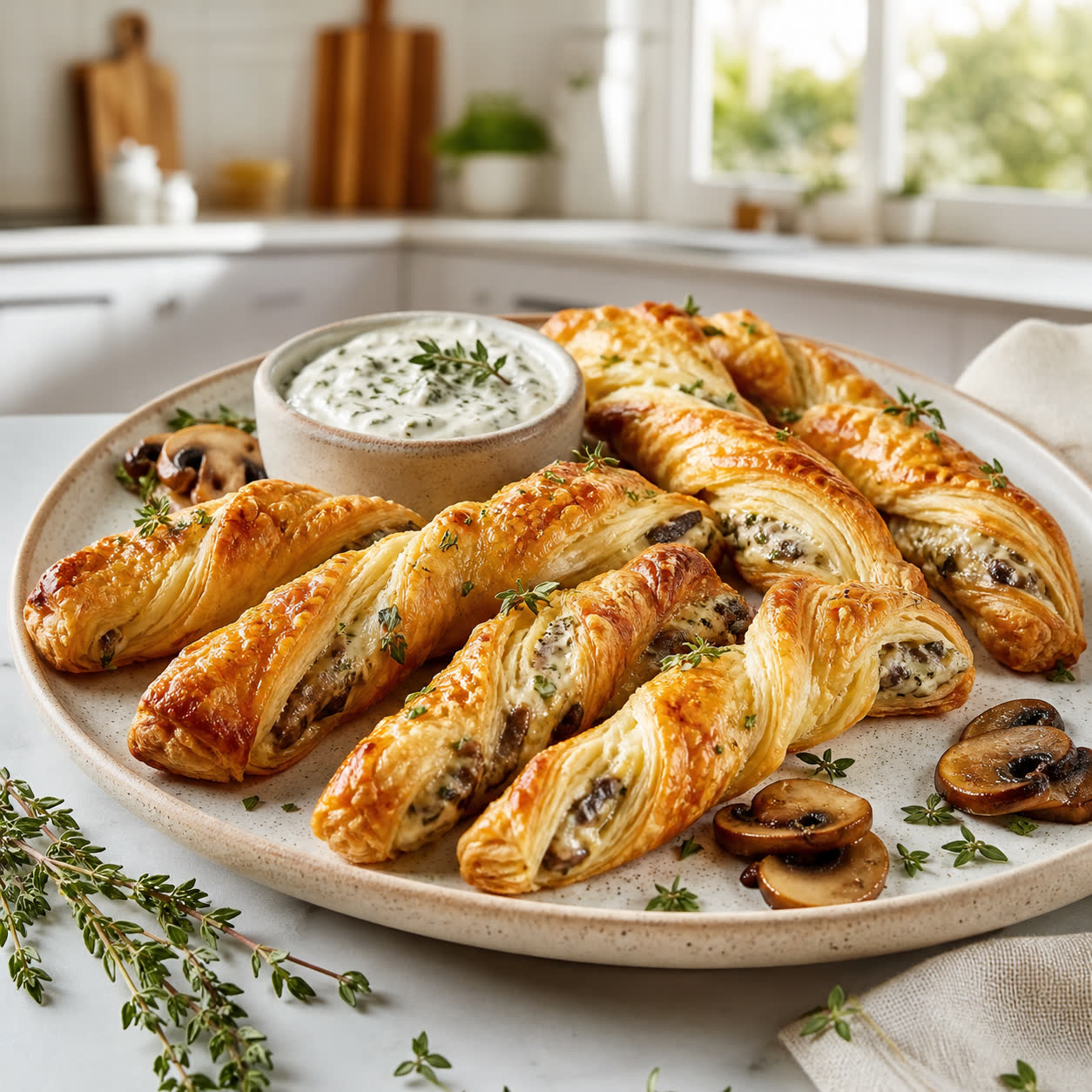 Mushroom Cream Cheese Puff Twists