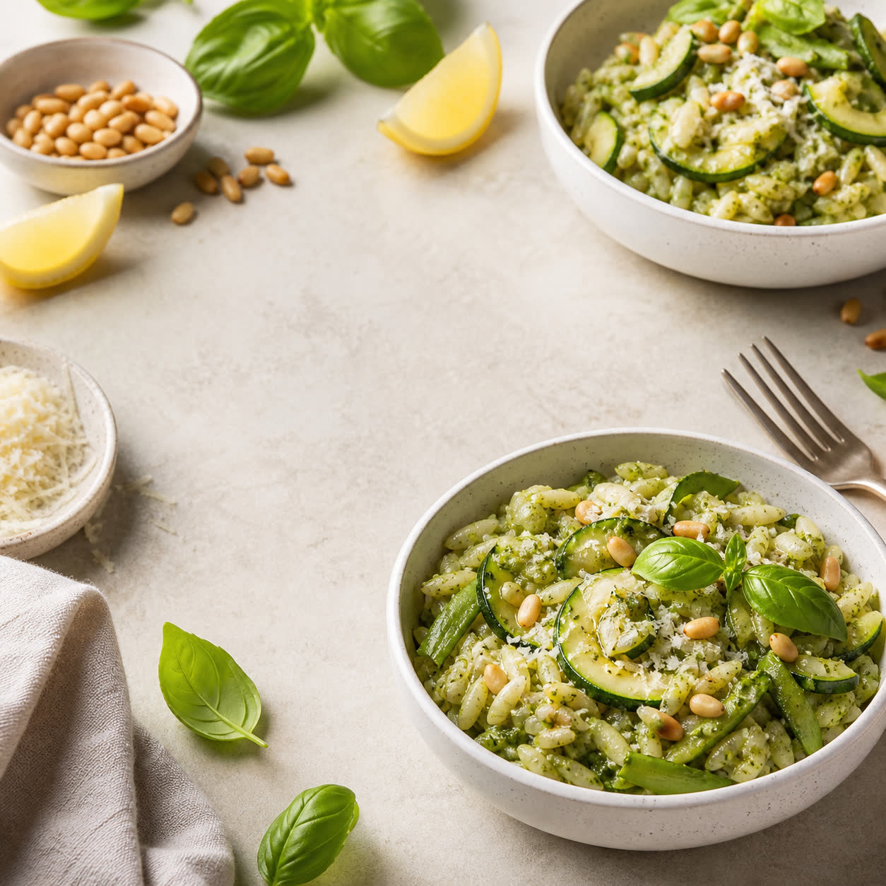 Pesto Zucchini Orzo Cups