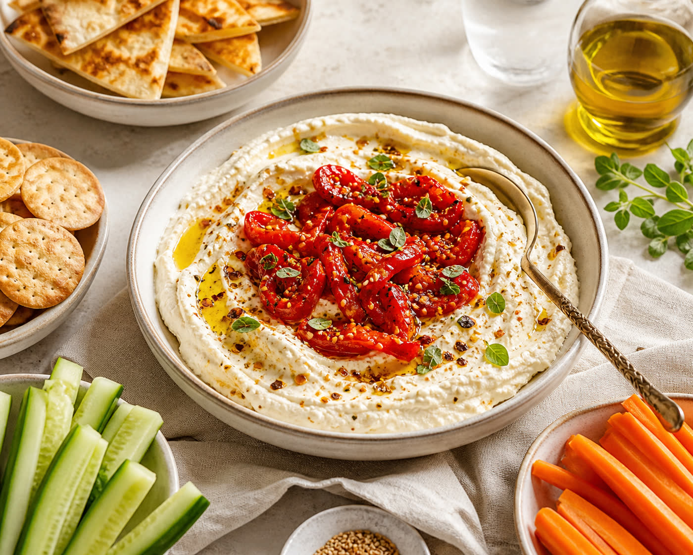 Roasted Pepper Whipped Feta Dip