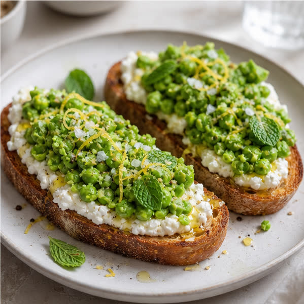 Smashed Pea Ricotta Tartines