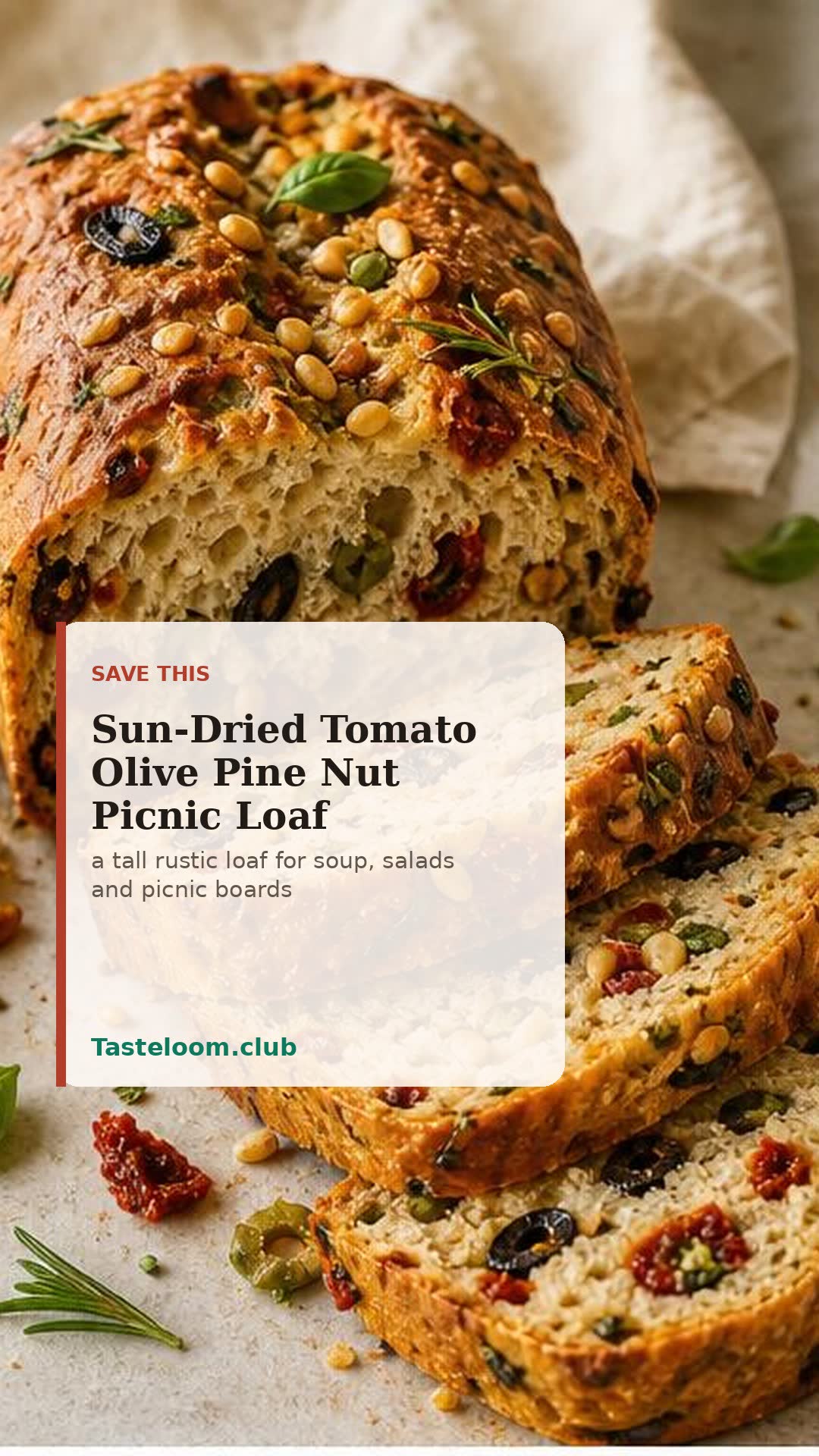 Sun-Dried Tomato Olive Pine Nut Picnic Loaf