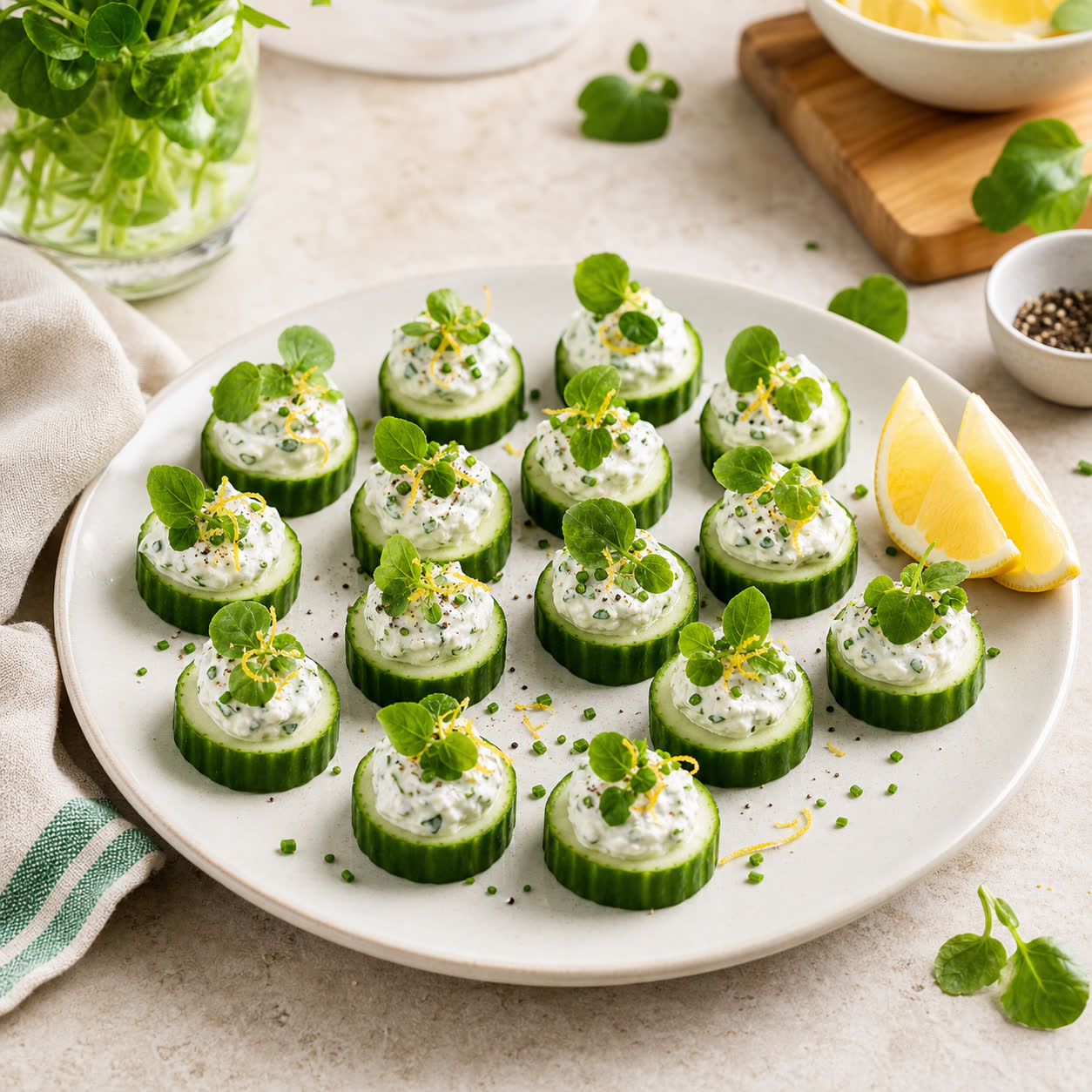 Watercress Cucumber Cream Bites